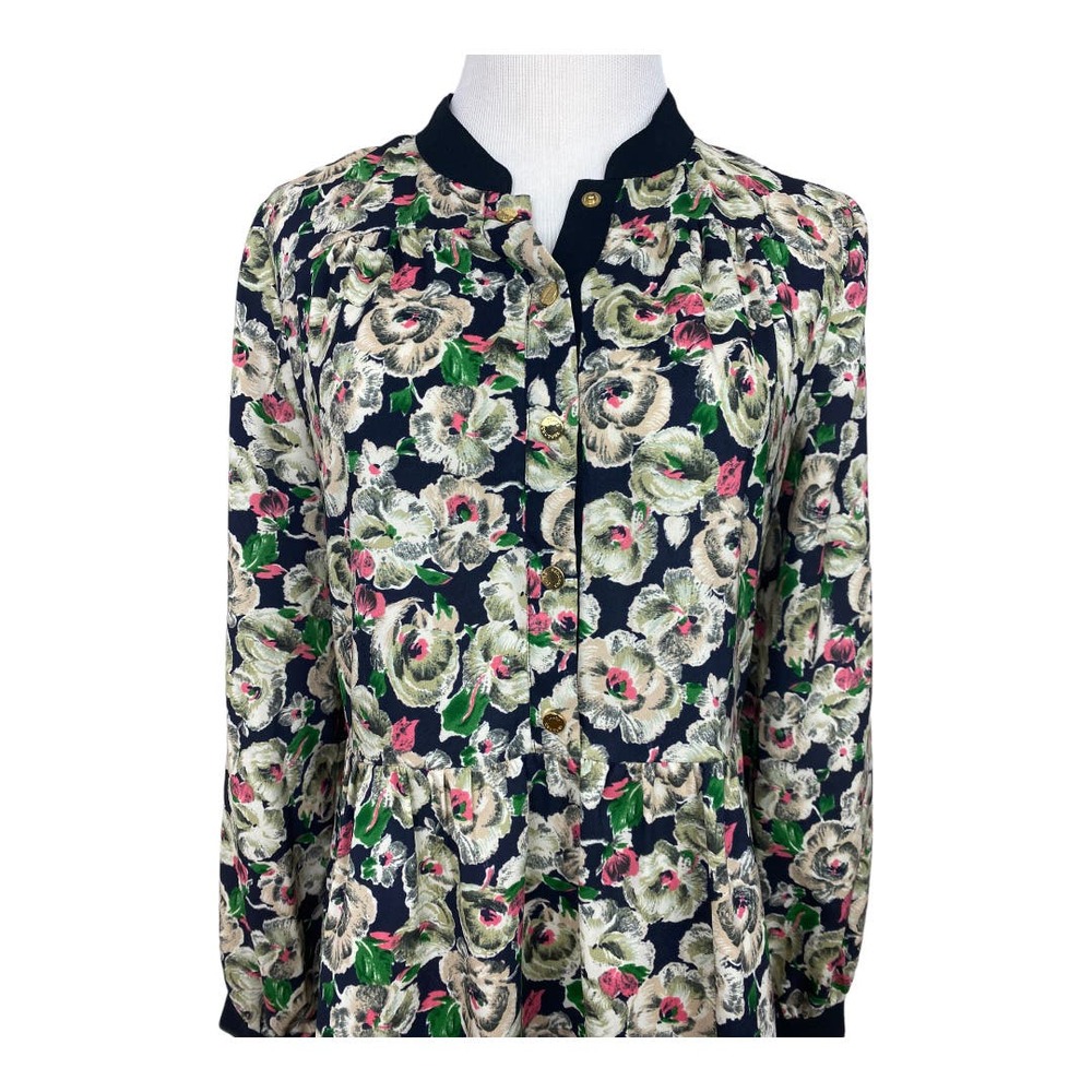 Juicy Couture Long sleeve Navy Floral baby doll dress Size 4 - Picture 3 of 9